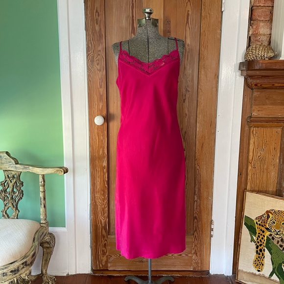ECI New York 100% Silk Magenta Pink Lace Slip Dress - Sz 8 💚🎀 - Picture 2 of 13